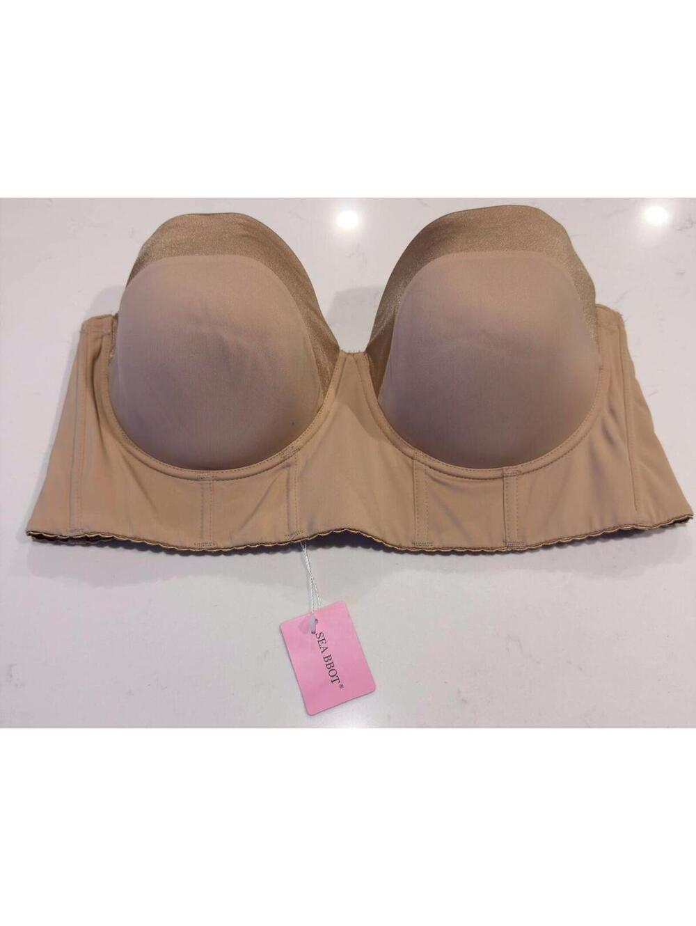 SEA BBOT Longline Dark Beige Strapless Bustier Bra Women Size 44D